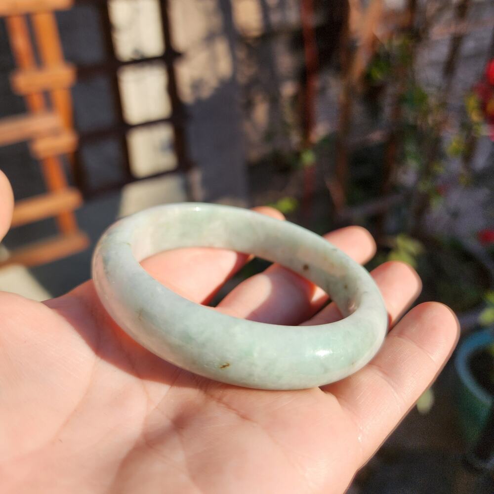 Jadeite Jade Bangle Green Natural Semi Translucent 335ct Myanmar Burma Bracelet - Picture 11 of 15